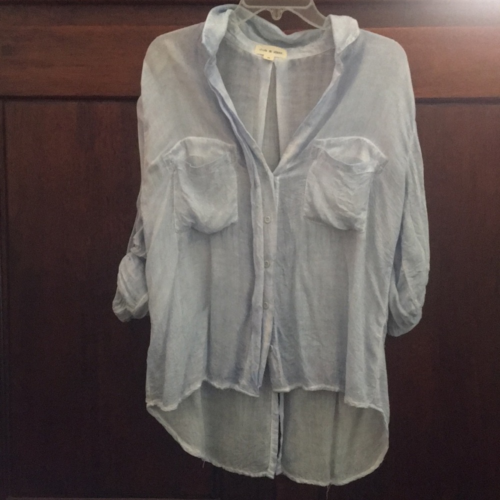 Anthropologie Cloth and Stone Chambray Blouse Sz M